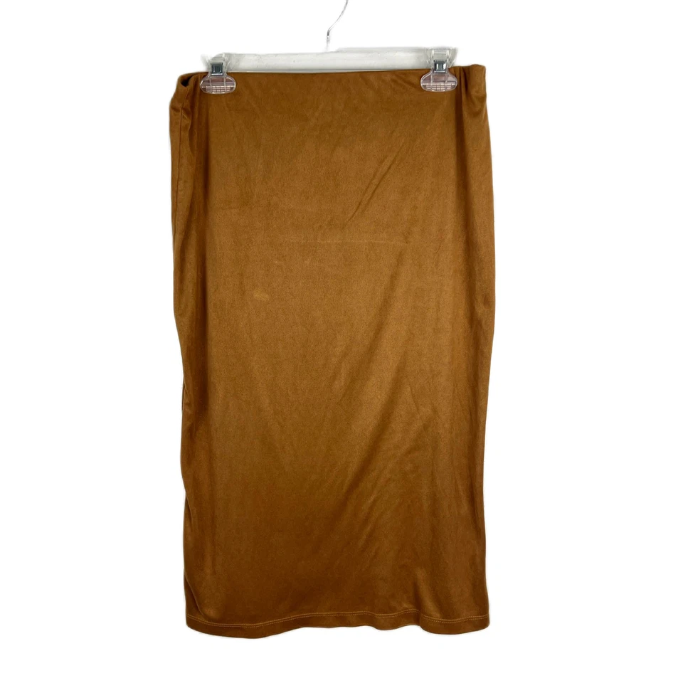 Falda Sans Souci Mujer Extra Grande Marrón Imitación Gamuza Línea A Hasta la Rodilla Parte Inferior Foto 2 de 4