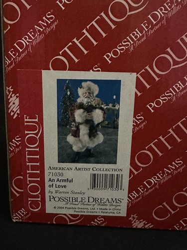 MIB POSSIBLE DREAMS CLOTHTIQUE SANTA 10-1/2" AN ARMFUL OF LOVE 71030 FIGURINE - Foto 9 di 9