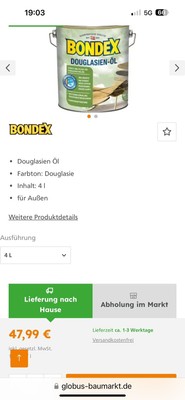 Bondex Hartholzöl Gesamtpreis Für 12 Ltr Teak Bangkirai Lärche Douglasie UV Öl