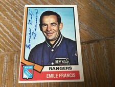 Autographed 1974-75 Topps Emile Francis .  HOF.        #G-1