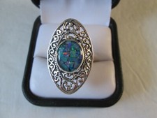 Australian Mosaic Opal Sterling Silver Ring Sz 6 TGW 2.80 cts.