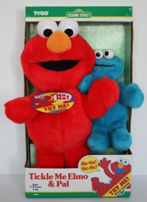 MIB 1st Edition Tickle Me Elmo & Pal Cookie Monster Plush Doll