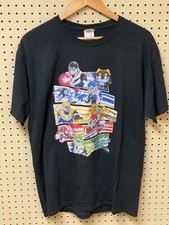 Mens Large Voltron Cartoon Short Sleeve Black T-shirt Defenders universe Vintage