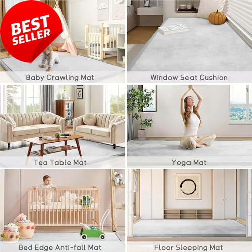 Baby Play Mat, 2CM Thick, Memory Foam, Anti-Slip, Light Gray, 150x200CM - Picture 2 of 12