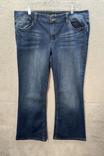 LEI Jeans Womens 17 Blue Sophia Hipster Flare Stretch Distressed Denim Preppy