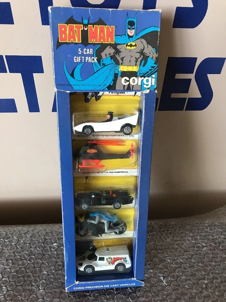 VINTAGE 1979 CORGI BATMAN BATMOBILE Penguin,Joker,Copter 5-CAR GIFT PACK - Image 2 of 4