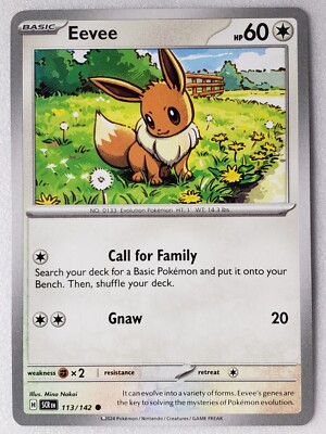 Eevee 113/142 NM / M - Stellar Crown Pokemon Card - Mina Nakai Art