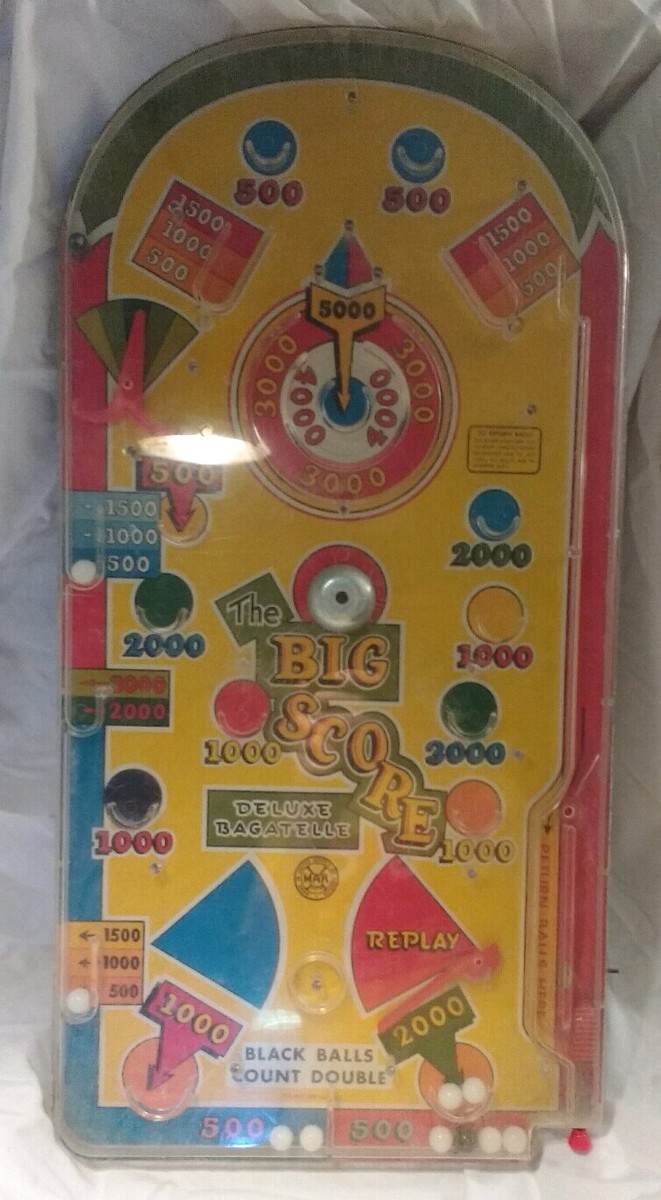 Vintage Marx The Big Score Deluxe Bagatelle Tabletop Pinball Game