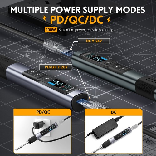 FNIRSI 100W portable smart soldering iron Adjustable Constant Temperature HS-02 - Picture 12 of 20