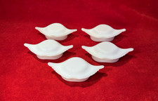 GREAT ANTIQUE CA 1950S GLASBAKE MILK GLASS CRAB IMPERIAL SHELLS / SET OF 5