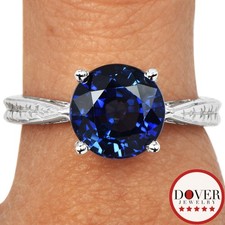 Estate 4.58ct Sapphire 14K White Gold Solitaire Cocktail Ring 5.4 Grams NR
