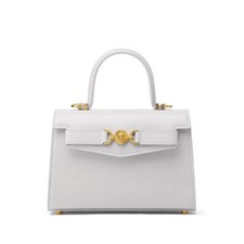 NEW Versace Medusa ’95 Mini Tote Bag Gray Leather Gold Hardware w/ Dust Bag