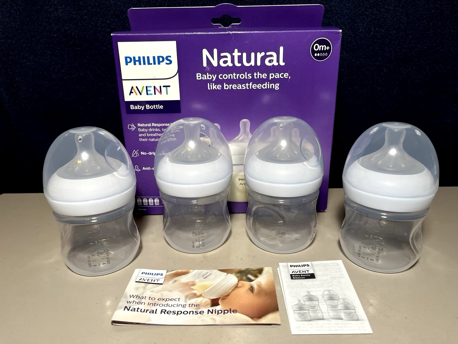 Philips AVENT Natural Baby Bottle w/ Natural Response Nipple, 4 Oz, (4 Pack) 0m+