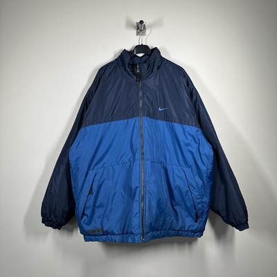 Herren Vintage 90s Nike Reversible Embroidered Big Swoosh Puffer Coat Größe XL