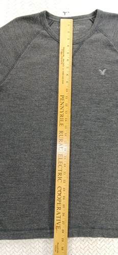 American Eagle Outfitters Maglia Cialda Termica Uomo Tg XL Nero Girocollo - Foto 11 di 17