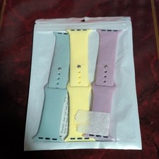 Silicone Replacement Strap Set 3-Pack Yellow Purple Blue for Apple Watch 3/4