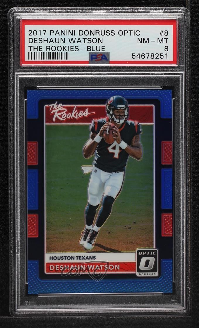2017 Donruss Optic The Rookies Blue Prizm 134/149 Deshaun Watson #8 PSA 8 8uc