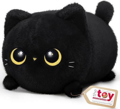 Mewaii Black Cat Plush, Cute Cat Plushies Toy, Soft Kitten Plushie Cuddle Pillow