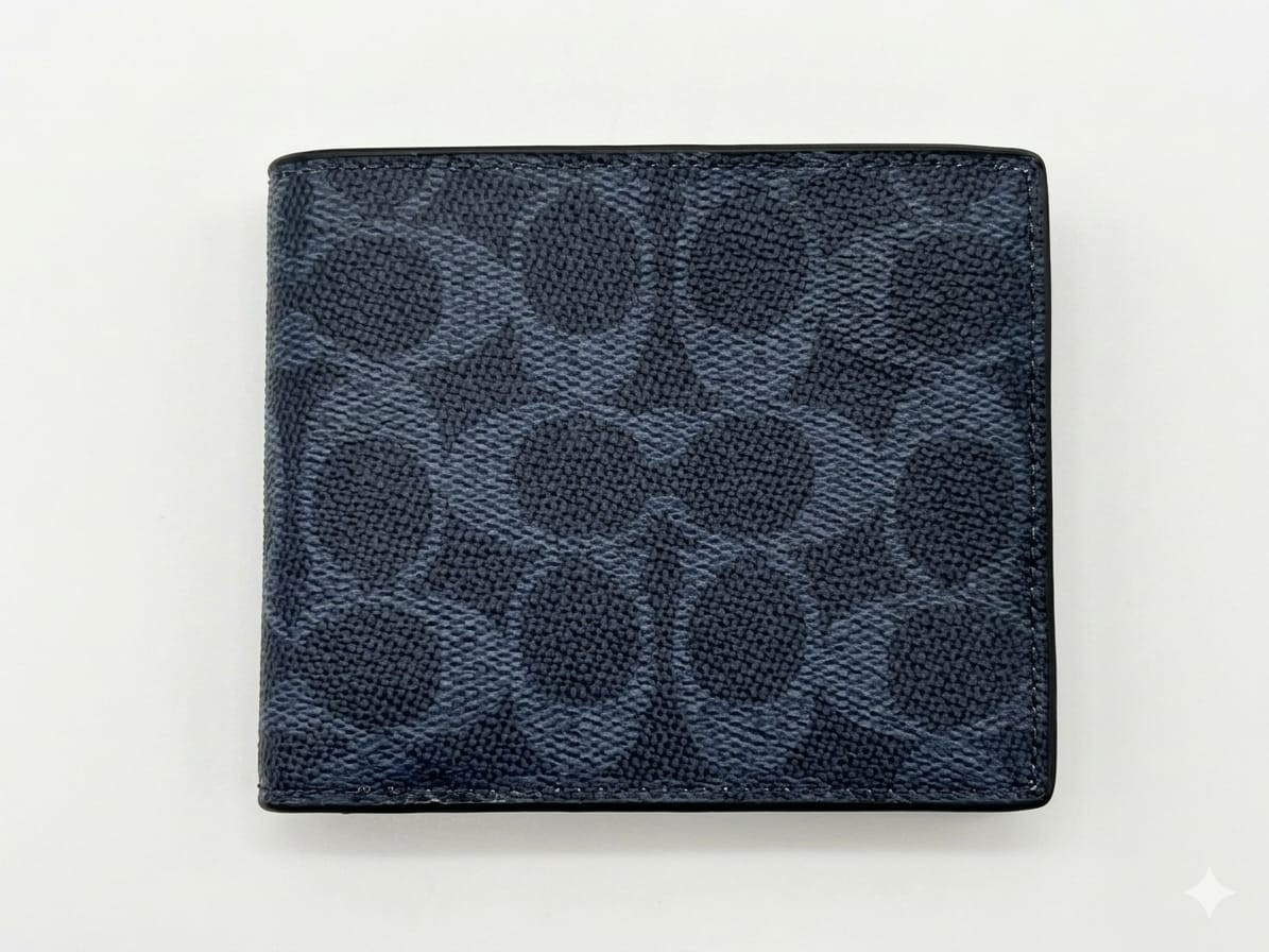 Coach Slim Billfold Men Wallet Signature Canvas with Coach Graphic