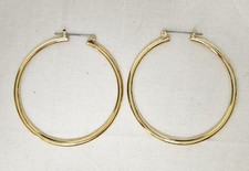 Large Gold Tone Hoop Earrings 2 Inches J6-3417