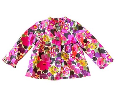 OshKosh Genuine Kids 18 M Girls Floral Button Jacket Pink Purple Cotton
