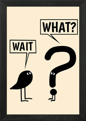 Wait What? Lustiges Grammatik minimalistisches gerahmtes Wandbild Poster Leinwanddruck Bild