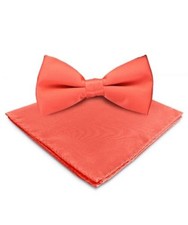 Classic Bow Tie  Pocket Square Set Coral