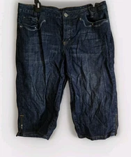 Gitano Womens Denim Jean Shorts Knee Length Below Long Modest Size 14 Dark Wash