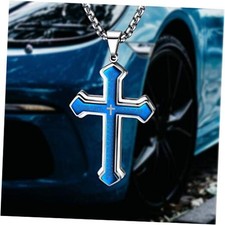 Cross Pendant for Car Rear View Mirror Hanging Charm Car Decor Mirror Blue