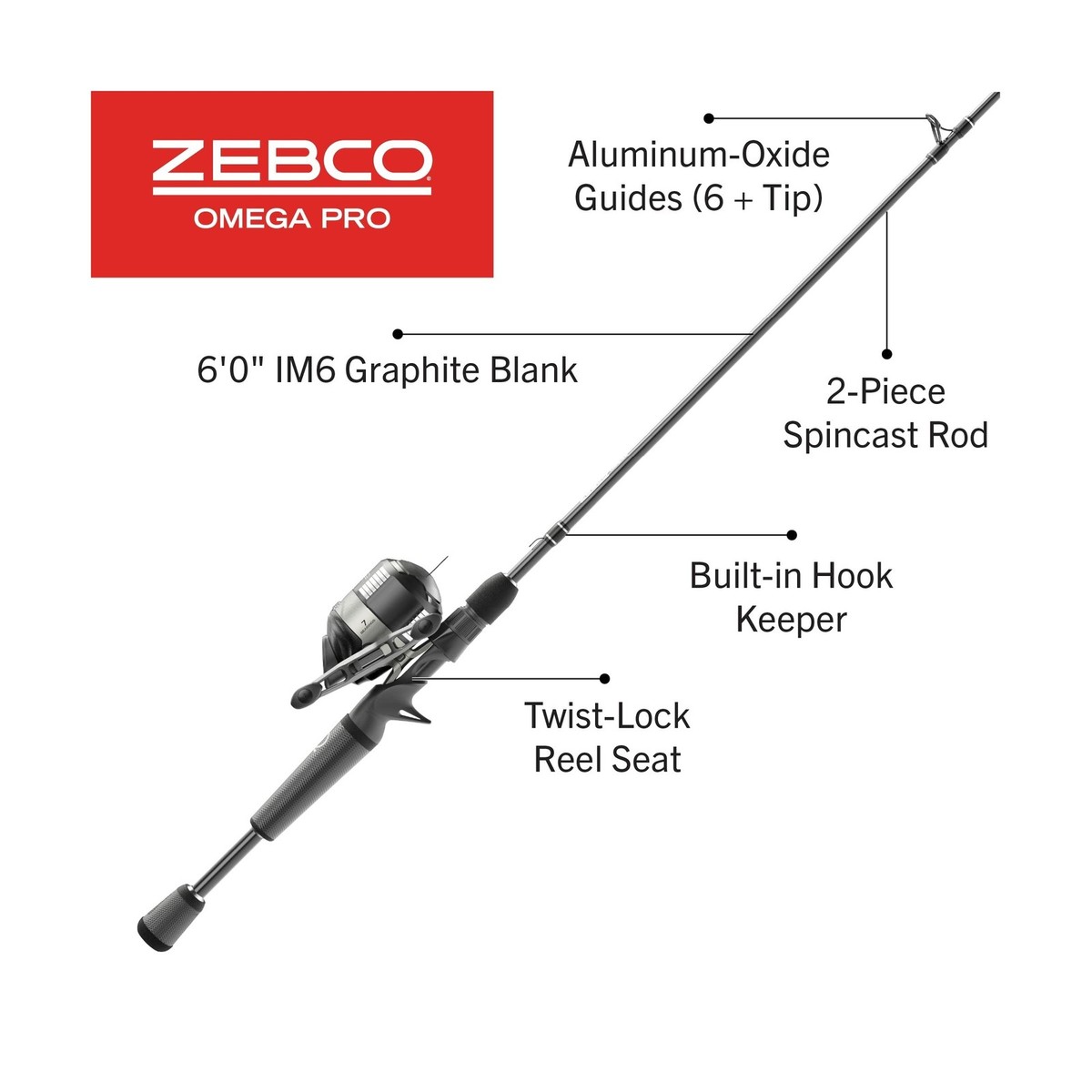 Zebco Omega Pro Spincast Reel and Fishing Rod Combo, 6-Foot 2