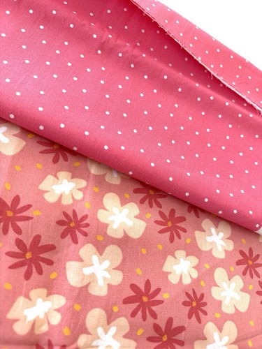 5 YARDS - Fiesta Bundle mix Fabrics Combination Floral Orange Coral Polka Dot - Picture 3 of 9