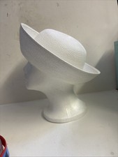 Ladies White Bowler Hat With 3 Upturned Brim