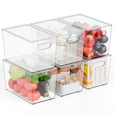 6 Pack Large Stackable Clear Storage Bins with Lids,BPA FREE Pantry Organizer...