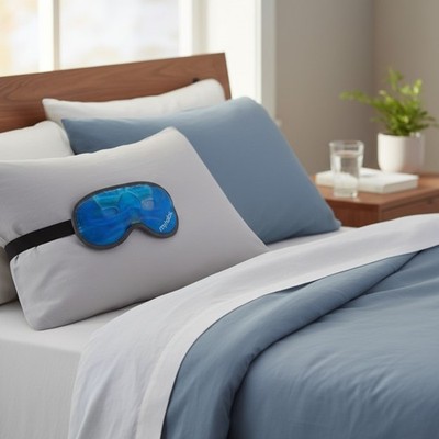 Cooling Eye Mask - Reusable Gel with Thermo-Bag for Puffy Eyes, Dark Circles