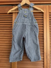 Vintage OshKosh B'gosh Blue White Striped Denim Overall 2T Made in the USA