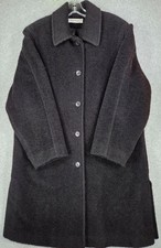 Vtg 90s Isaac Mizrahi Wool Alpaca Boucle Coat Made in USA Black 12 Cozy winter