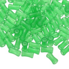 100 Pcs Glass Tube Beads, 6x12mm Bamboo Stick Tube Beads, Bright Green