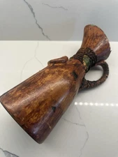 Italian Glass Leather Covered Wrapped Wine Decanter Handle Pitcher Italy VTG