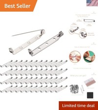 Durable Silver Bar Pin Back - 1.5 Inch Clasp for Jewelry and Crafts 60pcs 