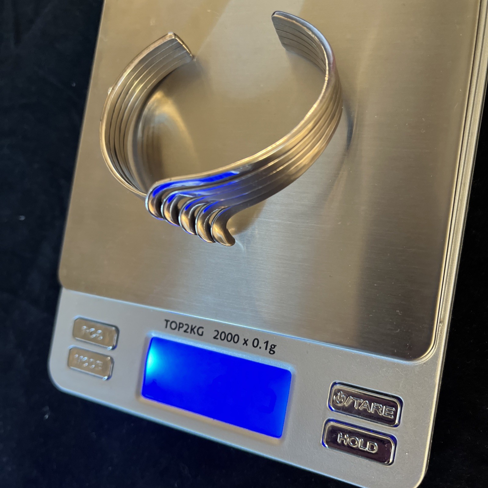 Sterling Silver Signed Wave Cuff Bracelet Modern … - image 16