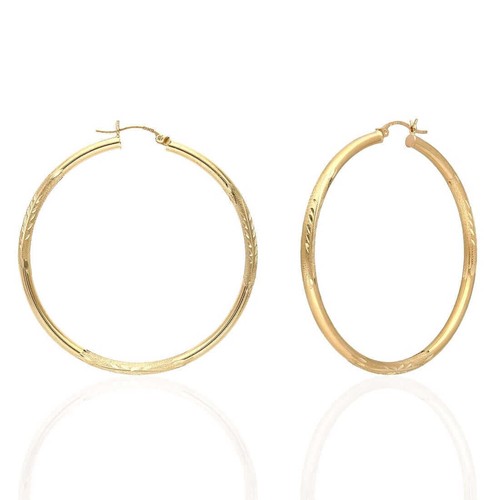 14K massive Gelb & Weißgold 3mm Diamantschliff Oberfläche Creolen 19-75mm - Bild 41 von 44