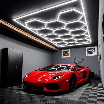 5-14 Hexagon LED Lampe Röhren Werkstatt Garage Wand Decken Leuchte Beleuchtung - Bild 1 von 2