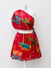 Farm Rio Tropical One Shoulder Cut Out Mini Dress Pink Multicolour Size S
