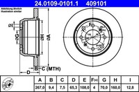 2X Bremsscheibe ATE 24.0109-0101.1 FüR Alfa GT Giulia Spider GTA 2000 1750 1300