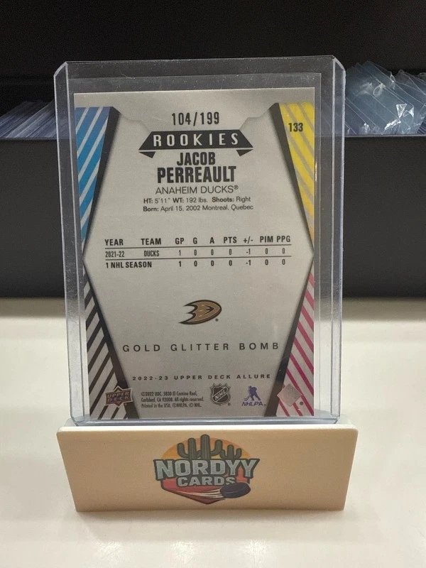 2022-23 Upper Deck Allure - Rookies Jacob Perreault #133 Gold Glitter Bomb /199 - Image 2 of 2