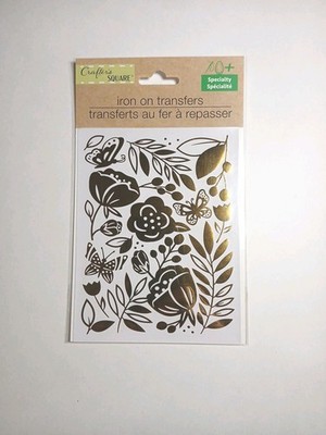 Crafters Square Gold Rub-On Transfers Flowers and Leaves  