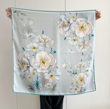 100 Silk Mulberry Wrap Shawl Square chrysanthemum Print Bandanna Scarf 90X90cm