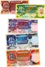 LOT SET SERIES 5 BANKNOTES Uganda UGANDA5 10 20 100 200Shillings 1987 1998NEW...