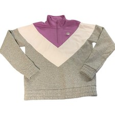 Fila Encanta Quarter Zip Sweatshirt Retro Colorblock Purple Gray Women's Small