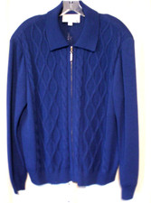 ST. JOHN SPORT / MARIE GRAY ROYAL BLUE LONG SLEEVE ZIPPER CABLE FRONT JACKET XL